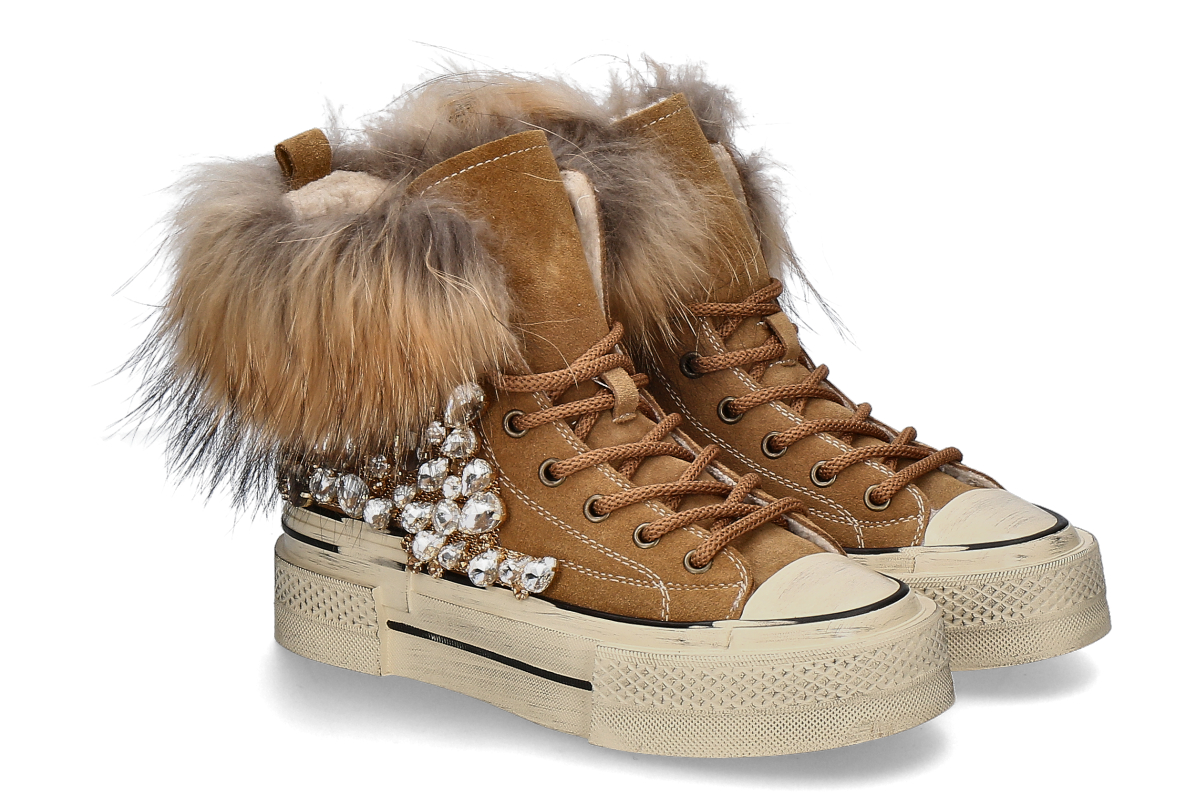 Nan-Ku Couture high-top sneaker HEART STRASS- black